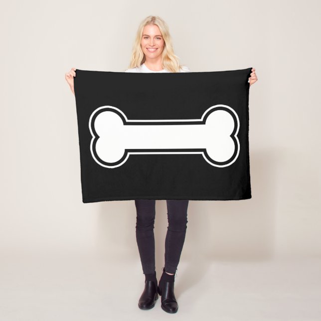 Black and White Tecknad hund Bone Fleecefilt (På plats)