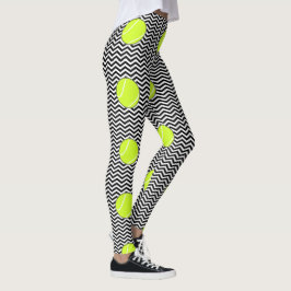 Black and White Tennis Boll Zigzag Tennis Player's Leggings