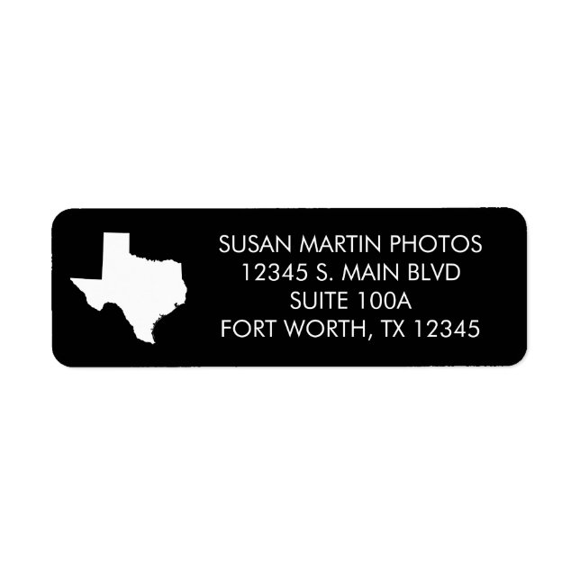 Black and White Texas Modern Minimalist Returadress Etikett (Framsidan)