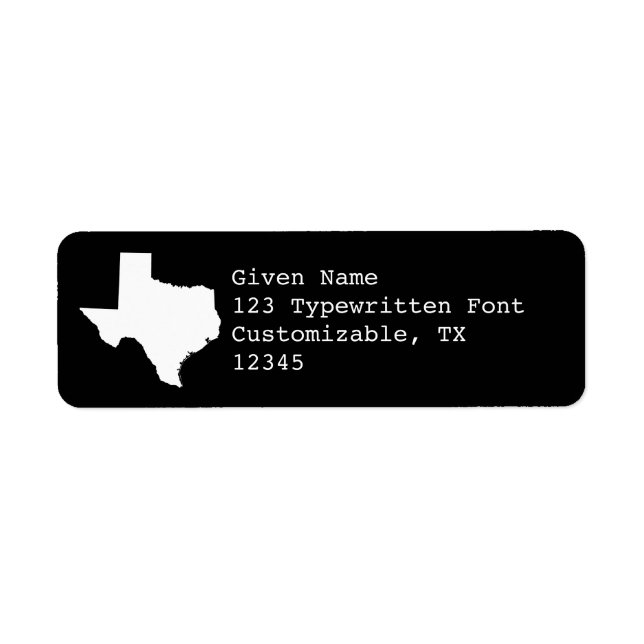 Black and White Texas Returadress Etikett (Framsidan)