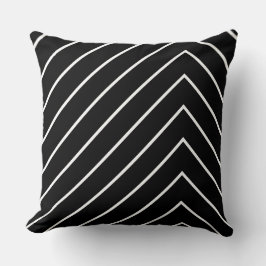 Black and White Thin Zig Zag Linjer Kudde