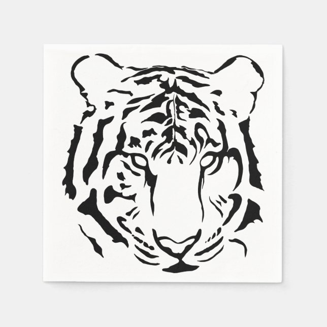 Black and White Tiger Cocktail Napkins Pappersservett (Framsidan)