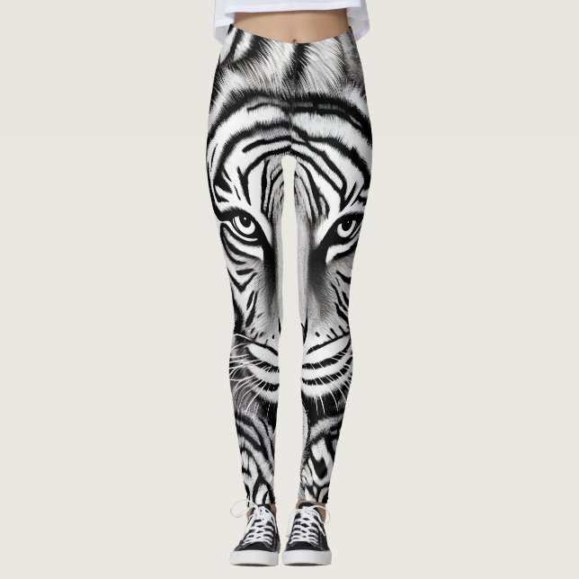 Black and White Tiger Leggings (Framsida)