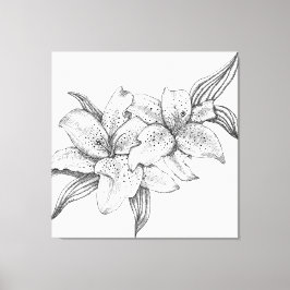 Black and White Tiger Lily Canvastryck