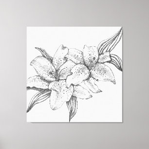 Black and White Tiger Lily Canvastryck