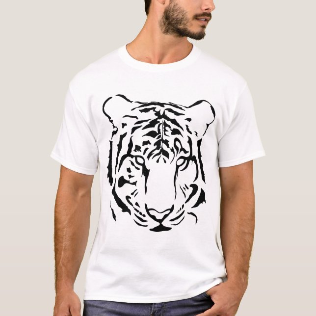 Black and White Tiger Silhouette T Shirt (Framsida)