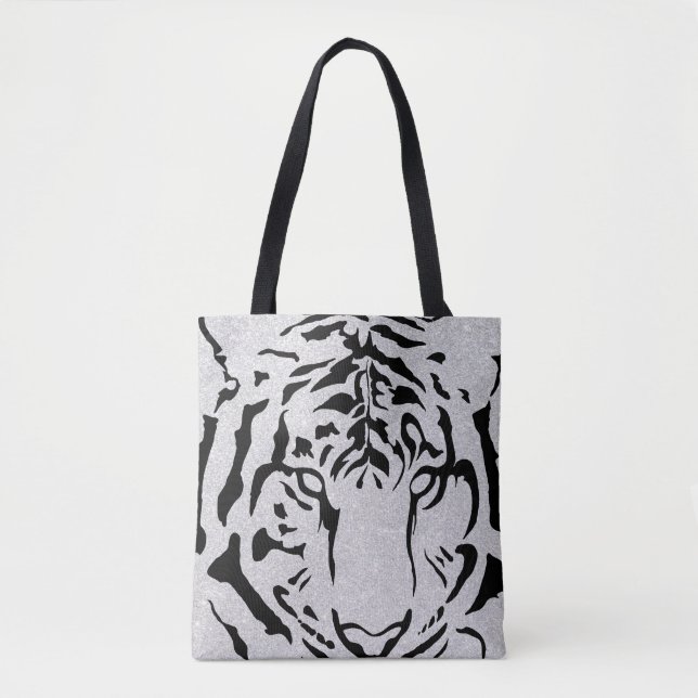 Black and White Tiger Silhouette Tygkasse (Framsida)