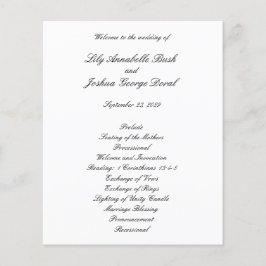 Black and White Timeless Budget Wedding Program