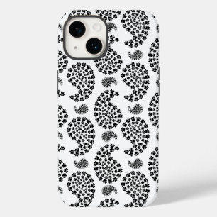Black and White Tiny Paw Skriv ut Paisley Mönster