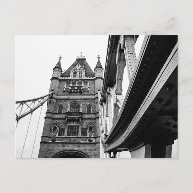Black and White Torn Bridge Closeup, London Vykort (Framsida)