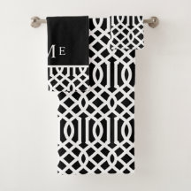 Black and White Trellis Monogram | Redigerbar Färg