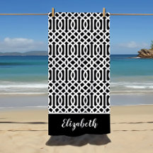 Black and White Trellis Monogram | Redigerbar Färg