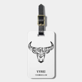 Black and White Tribal Bull / Ox Bagagebricka
