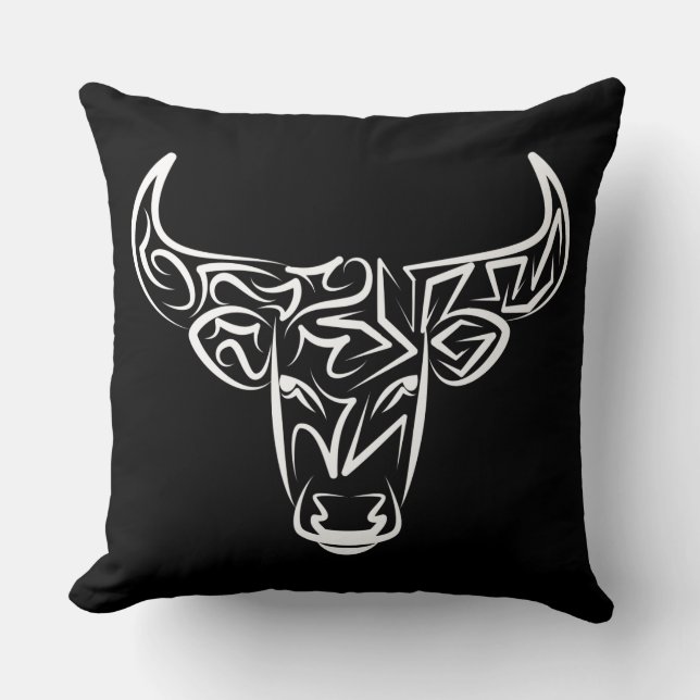 Black and White Tribal Bull / Ox Kudde (Framsida)