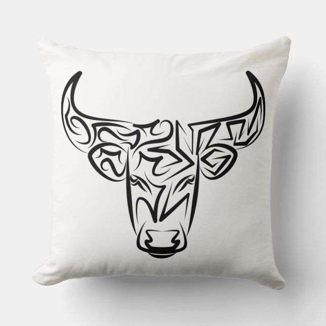 Black and White Tribal Bull / Ox Kudde (Framsida)