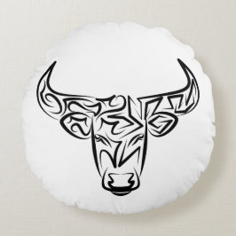 Black and White Tribal Bull / Ox Rund Kudde