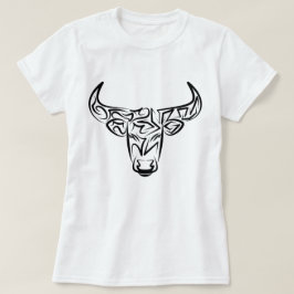 Black and White Tribal Bull / Ox T Shirt