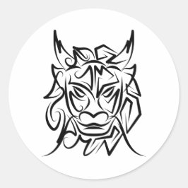 Black and White Tribal Dragon Runt Klistermärke