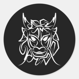 Black and White Tribal Dragon Runt Klistermärke