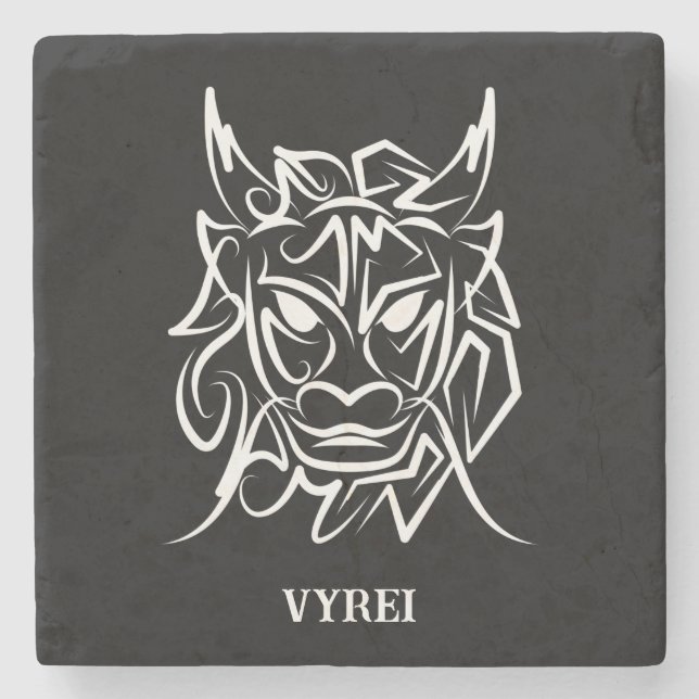 Black and White Tribal Dragon Stenunderlägg (Framsidan)