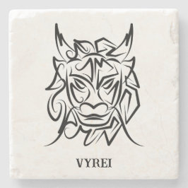 Black and White Tribal Dragon Stenunderlägg