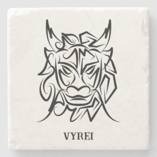 Black and White Tribal Dragon Stenunderlägg