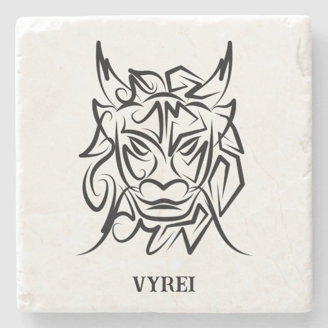 Black and White Tribal Dragon Stenunderlägg (Framsidan)