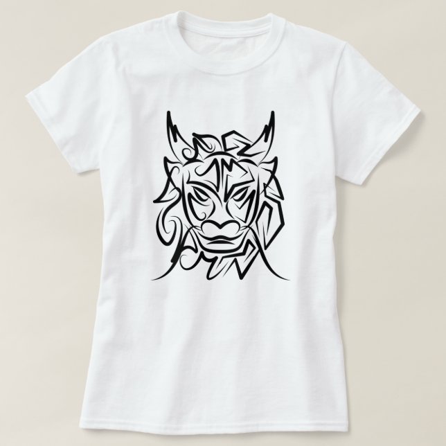 Black and White Tribal Dragon T Shirt (Design framsida)