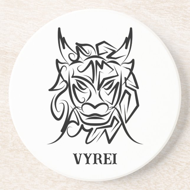 Black and White Tribal Dragon Underlägg (Framsidan)