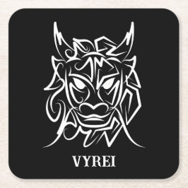 Black and White Tribal Dragon Underlägg Papper Kvadrat