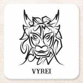 Black and White Tribal Dragon Underlägg Papper Kvadrat