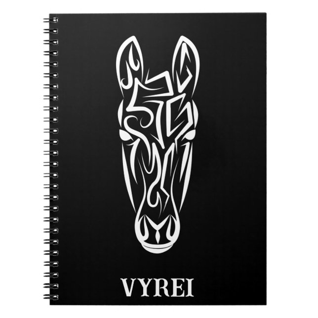 Black and White Tribal Horse Anteckningsbok (Framsidan)