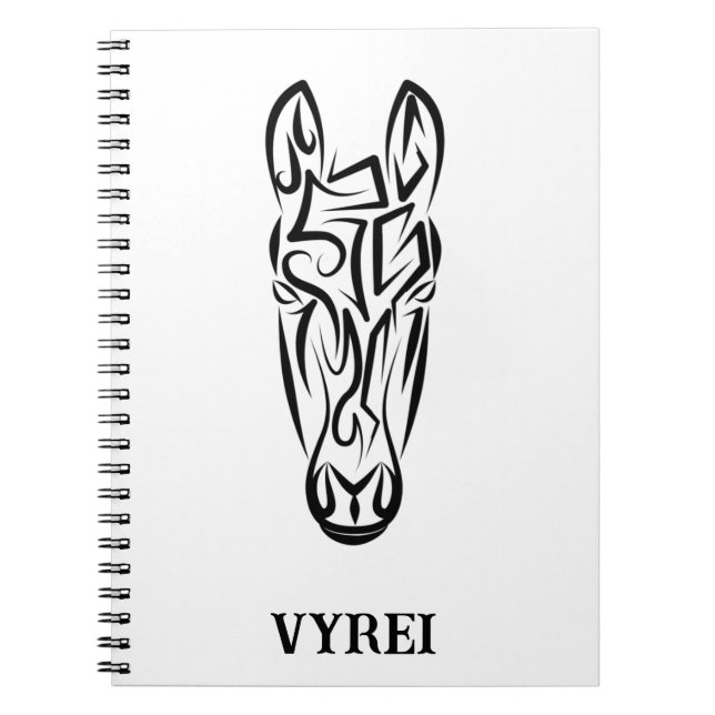 Black and White Tribal Horse Anteckningsbok (Framsidan)