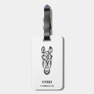 Black and White Tribal Horse Bagagebricka