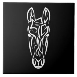 Black and White Tribal Horse Kakelplatta