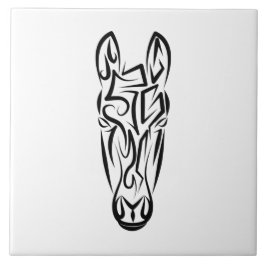 Black and White Tribal Horse Kakelplatta