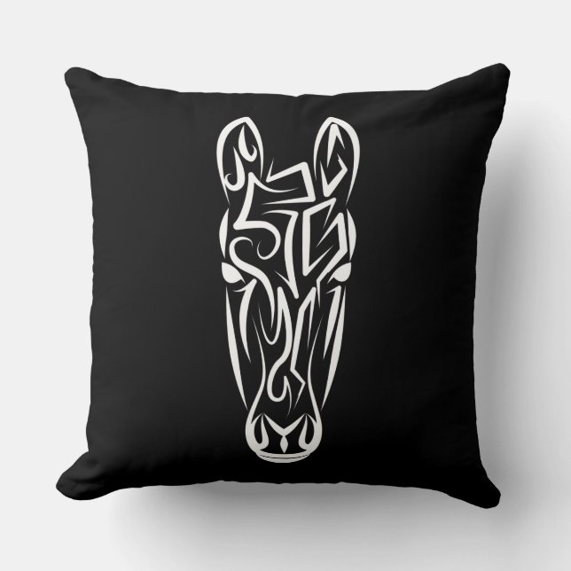 Black and White Tribal Horse Kudde (Framsida)