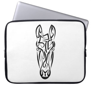 Black and White Tribal Horse Laptop Fodral