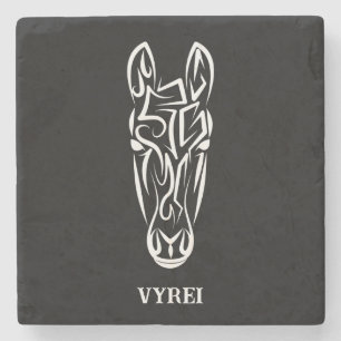 Black and White Tribal Horse Stenunderlägg