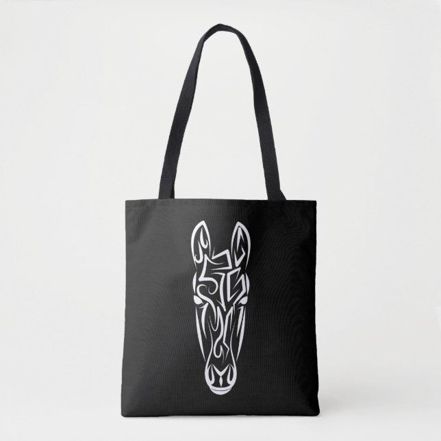 Black and White Tribal Horse Tygkasse (Framsida)