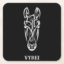 Black and White Tribal Horse Underlägg Papper Kvadrat