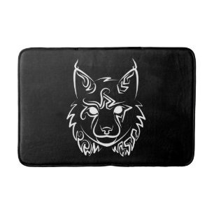 Black and White Tribal Lynx Badrumsmatta