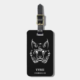 Black and White Tribal Lynx Bagagebricka