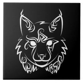 Black and White Tribal Lynx Kakelplatta