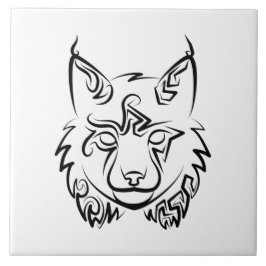 Black and White Tribal Lynx Kakelplatta