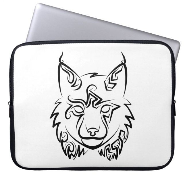 Black and White Tribal Lynx Laptop Fodral (Framsidan)