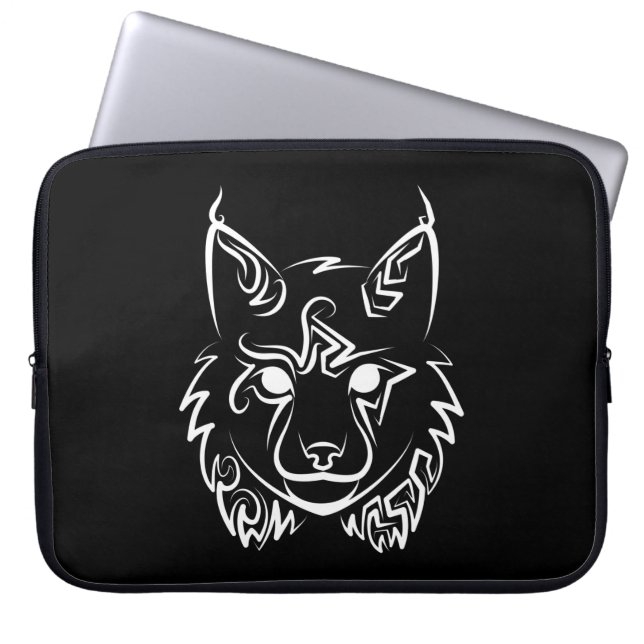 Black and White Tribal Lynx Laptop Fodral (Framsidan)