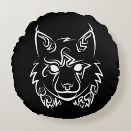 Black and White Tribal Lynx Rund Kudde