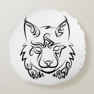 Black and White Tribal Lynx Rund Kudde