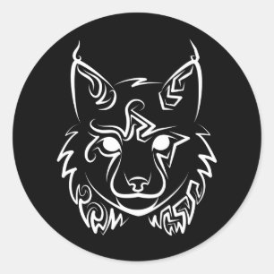 Black and White Tribal Lynx Runt Klistermärke